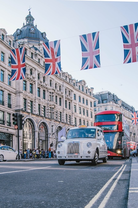 Diverse group of people walking on busy London street showing multicultural city life