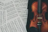 brown violin with case