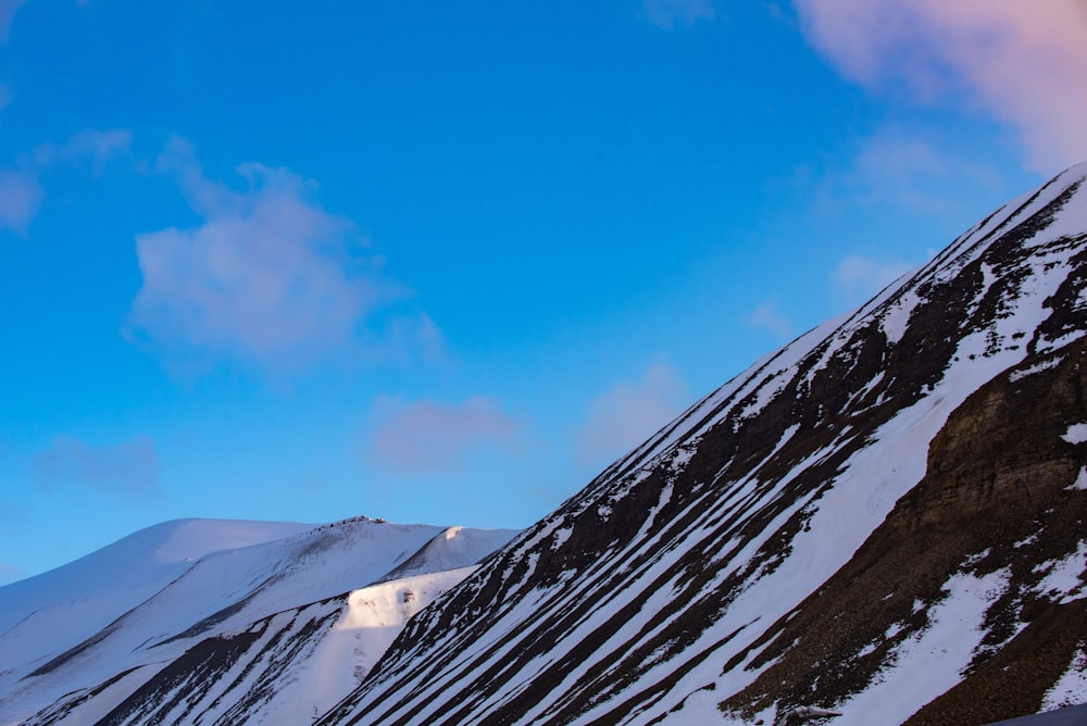 low angle of snowy mountain