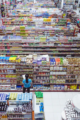 woman checking labels