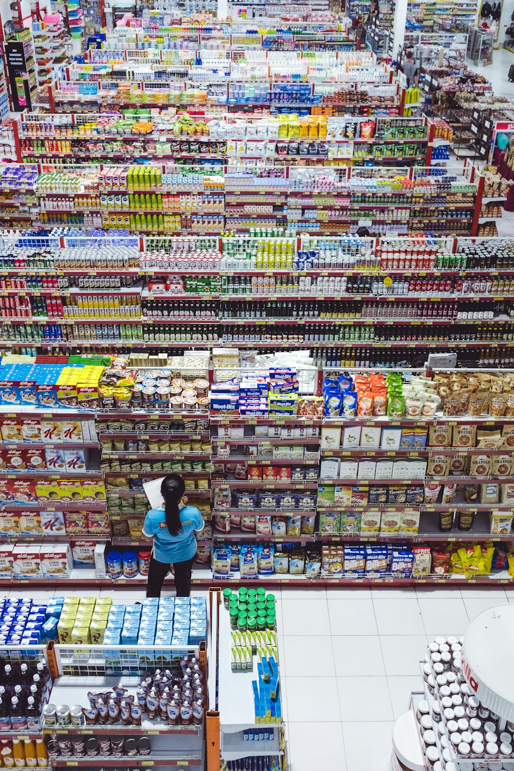 woman checking labels