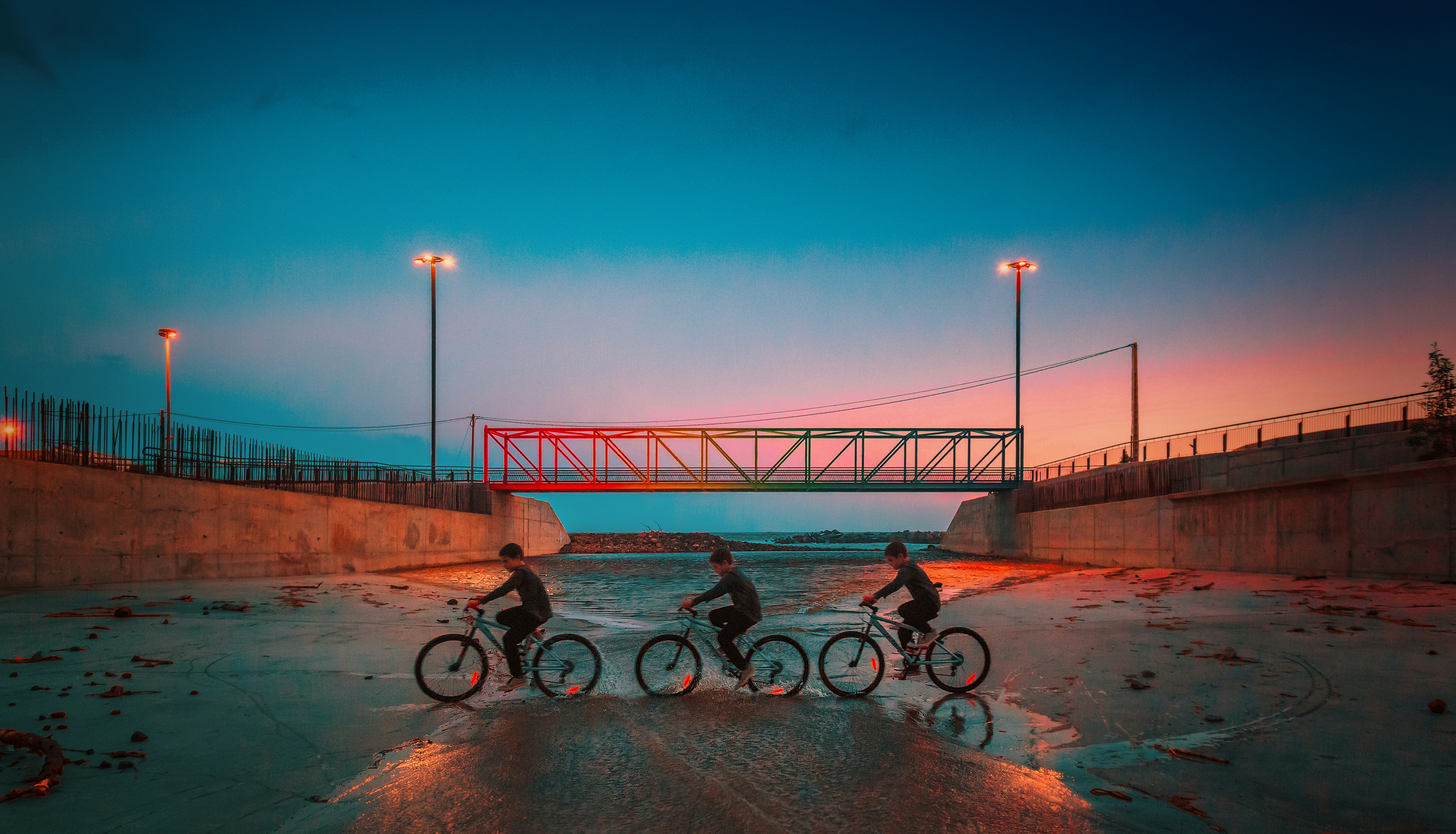 Biking at sunset