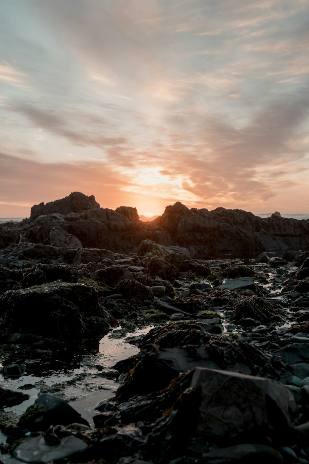 brown rocks during golden hour