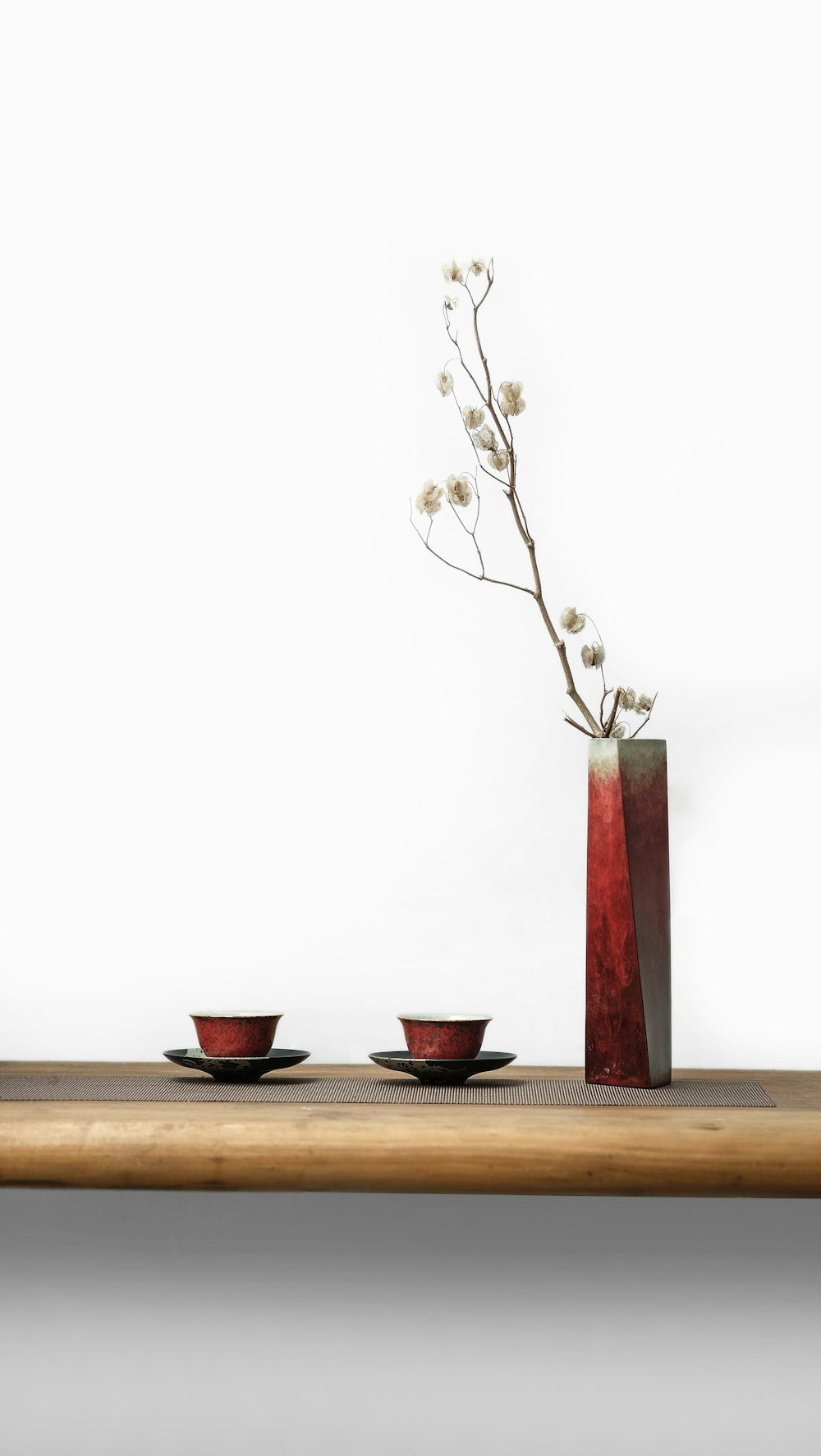 white flowers in vase against white background