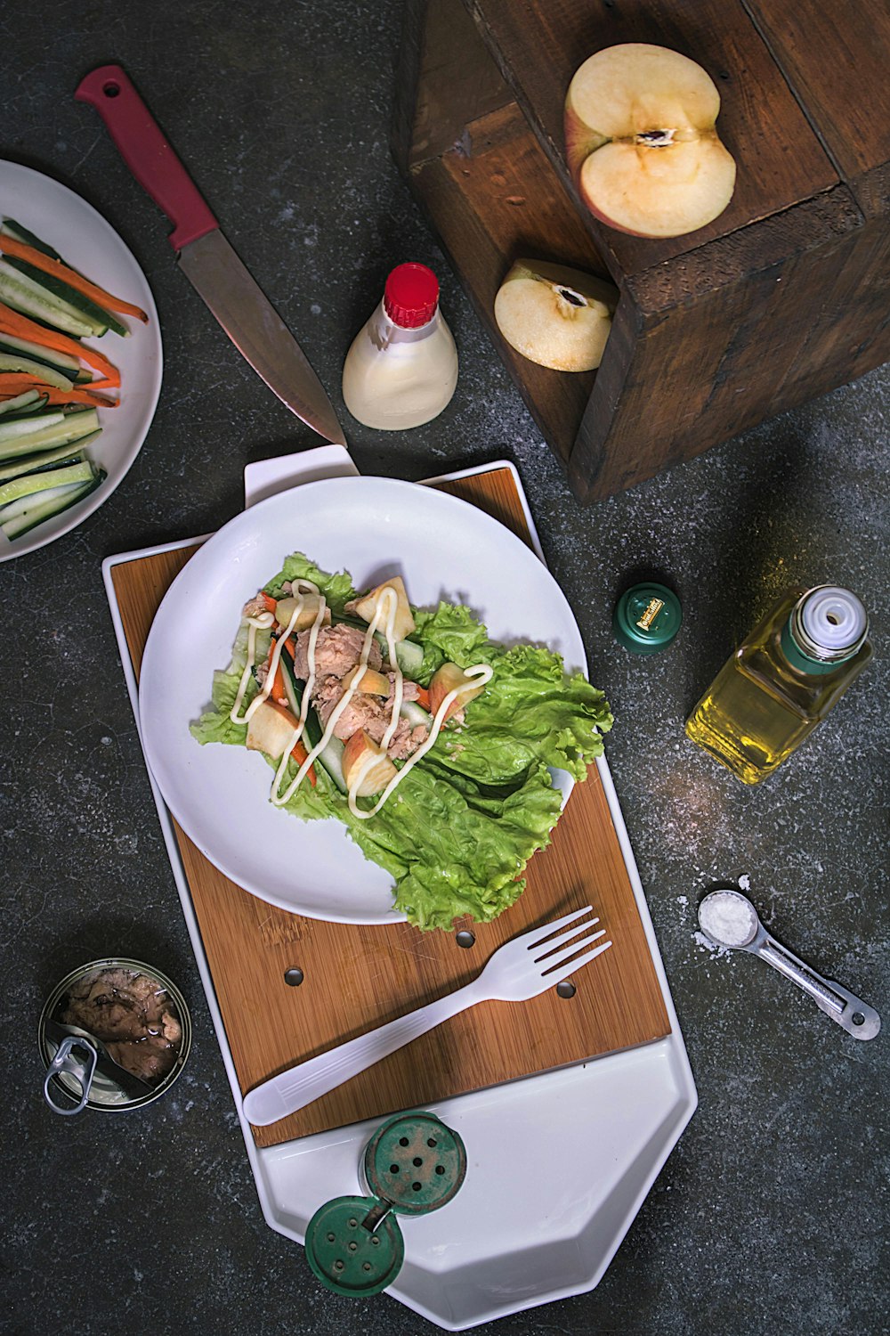 cooked food on round white plate