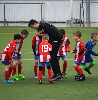 children playing soccer