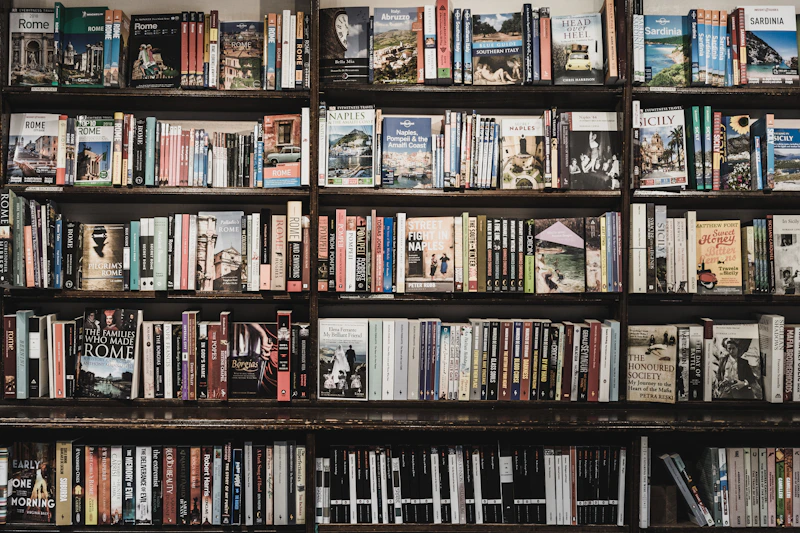 Books in a bookstore