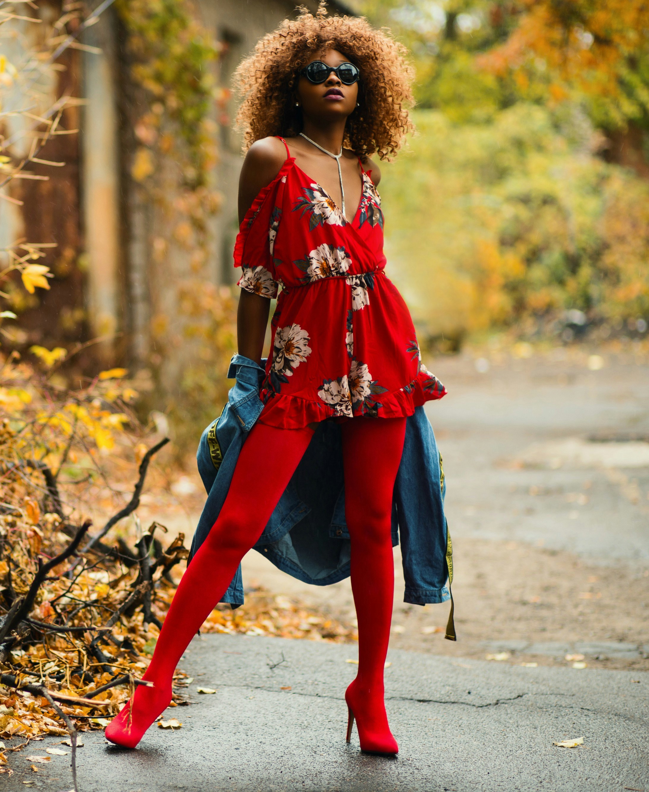 red and white floral romper