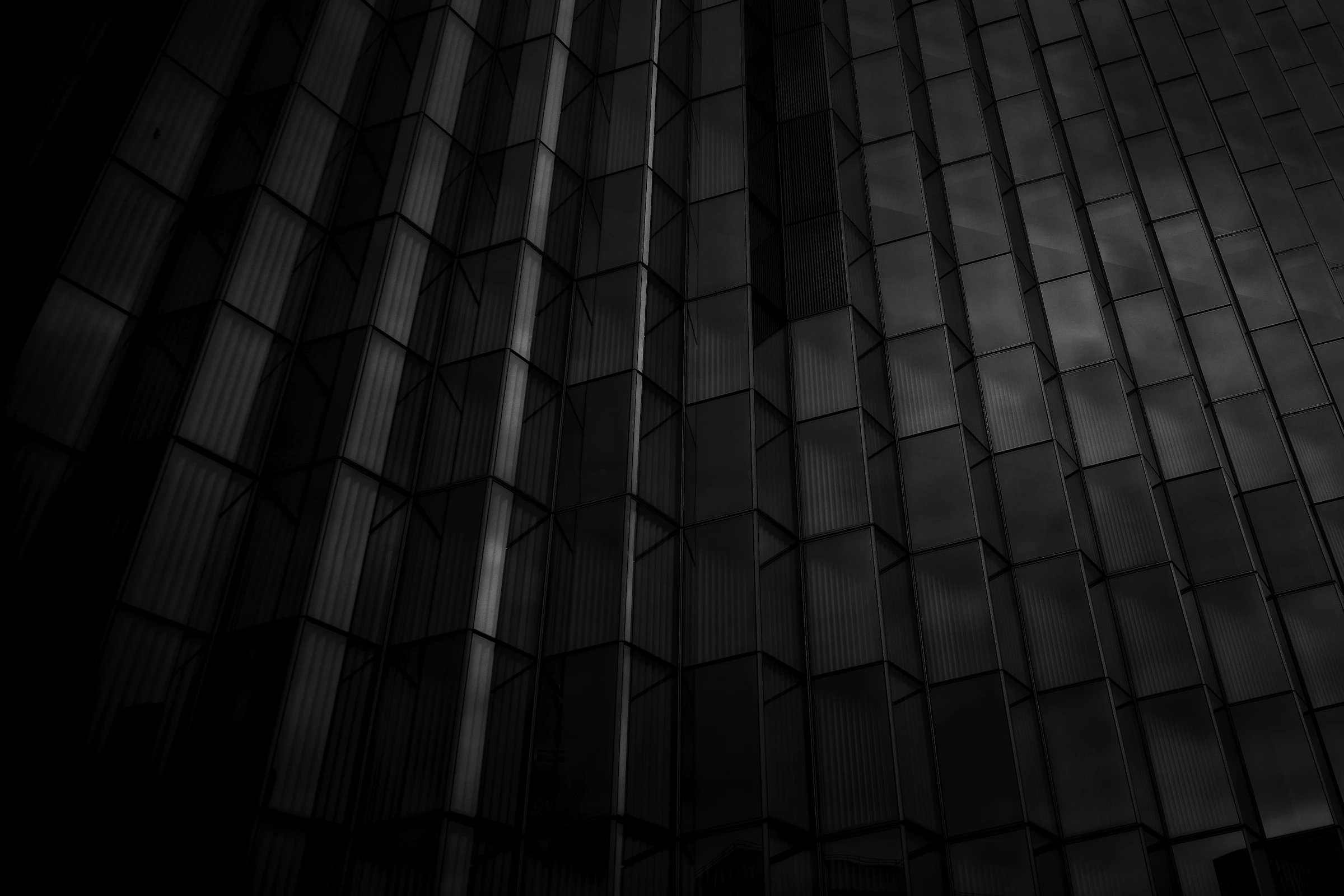 Monochrome grid of a building facade