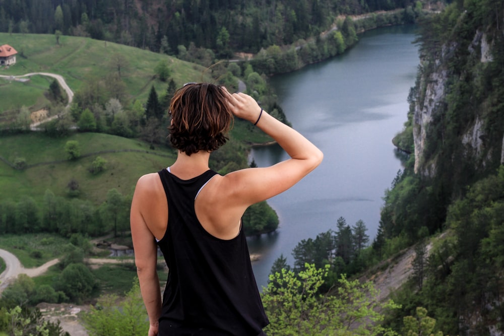 woman overlooking river