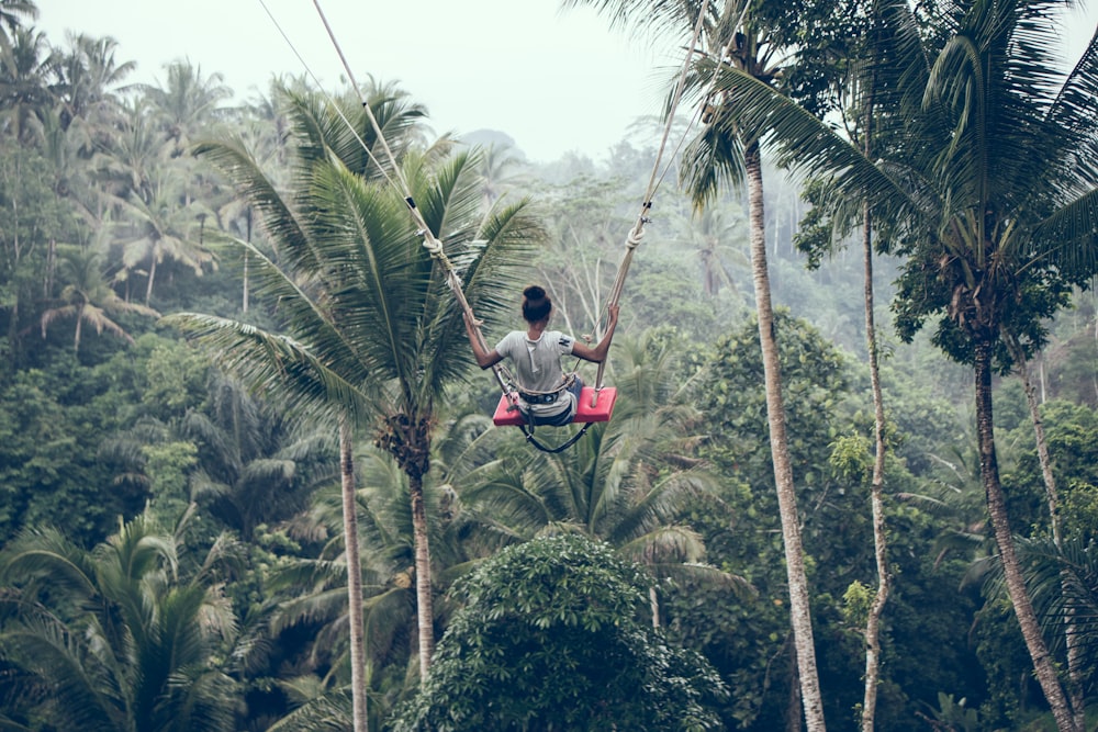 woman swinging on swing