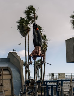 man exercising in an open area