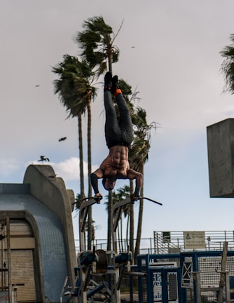 man exercising in an open area