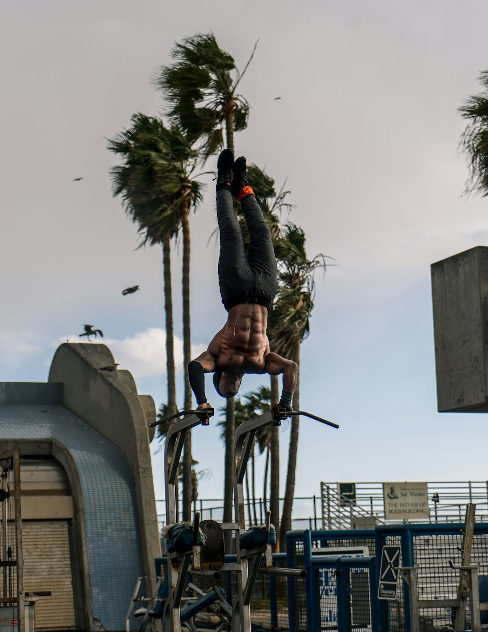 man exercising in an open area