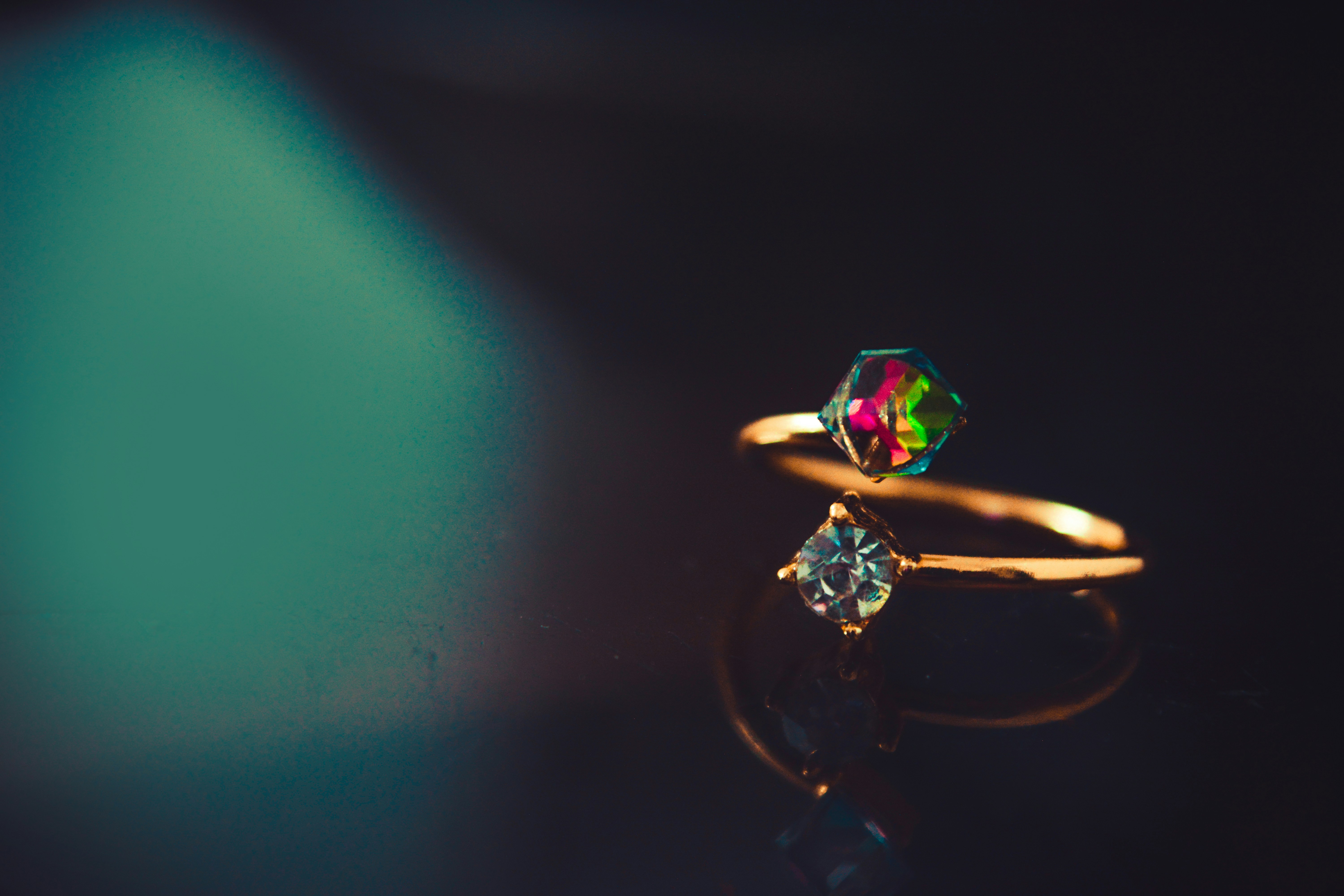 Curved ring with colorful stones