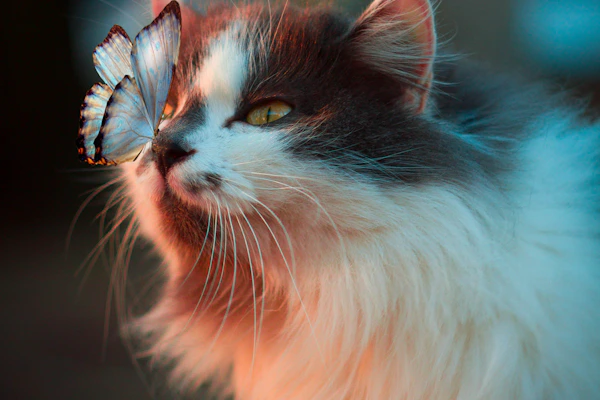 Beautiful white cat with bright eyes