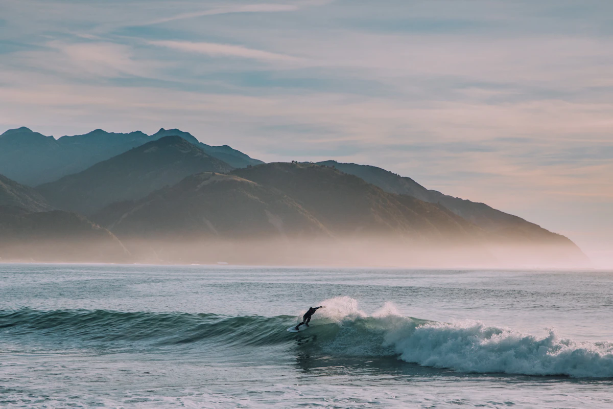 Surfer riding a wave