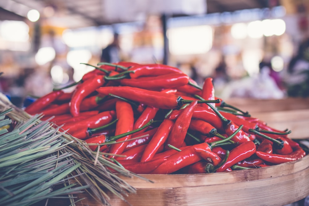 red chili lot on brown basket