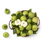 A basket filled with freshly picked apples.