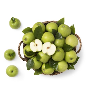 A basket filled with freshly picked apples.