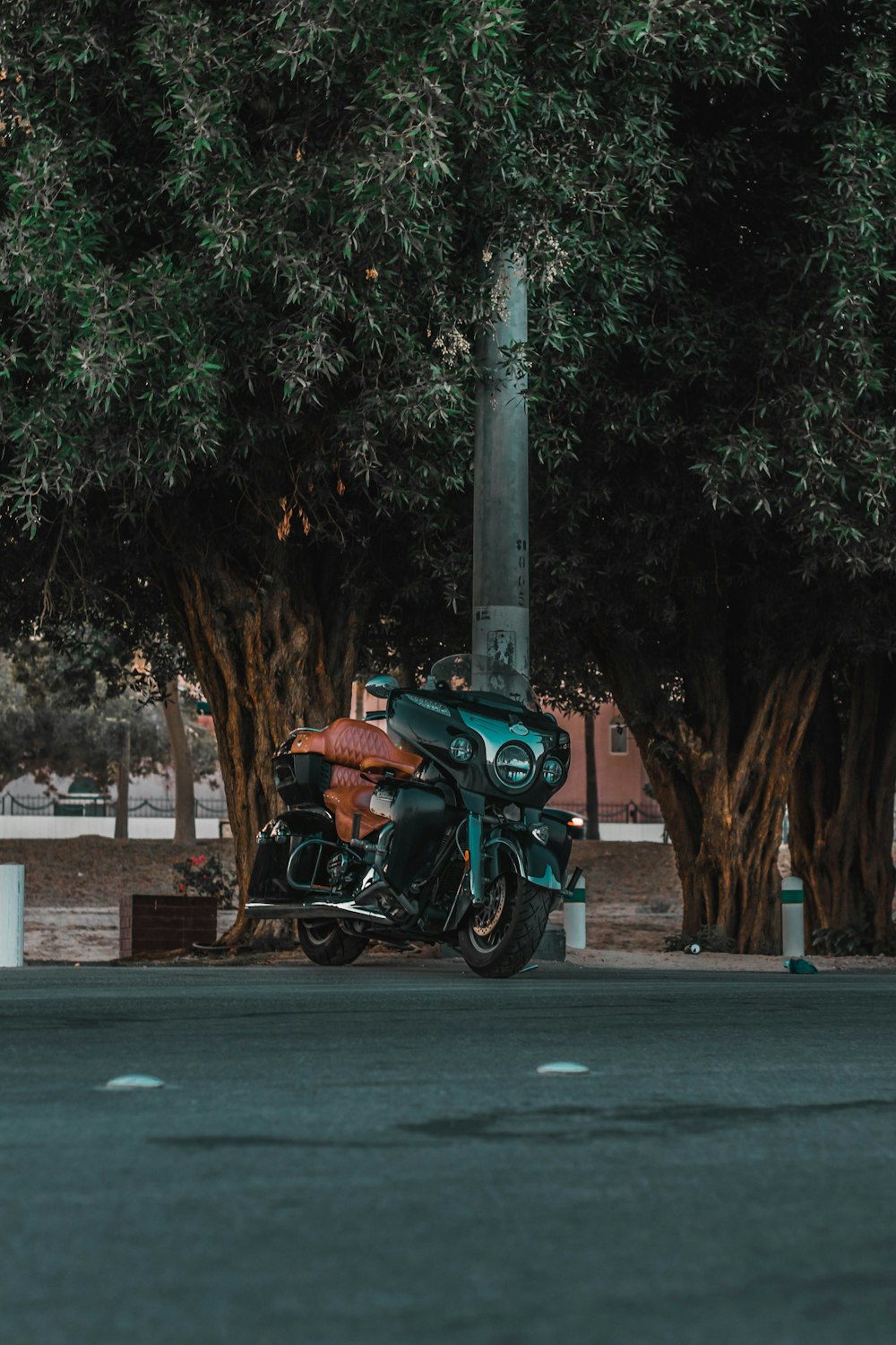 black and brown touring motorcycle