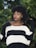 women's white and black striped top
