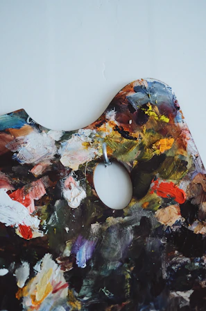 An artistic portfolio layout for a local painter, blending vibrant colors with clean, structured design.