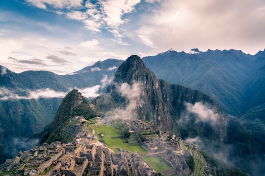 mountain with clouds in Mountain Machu Picchu Peru