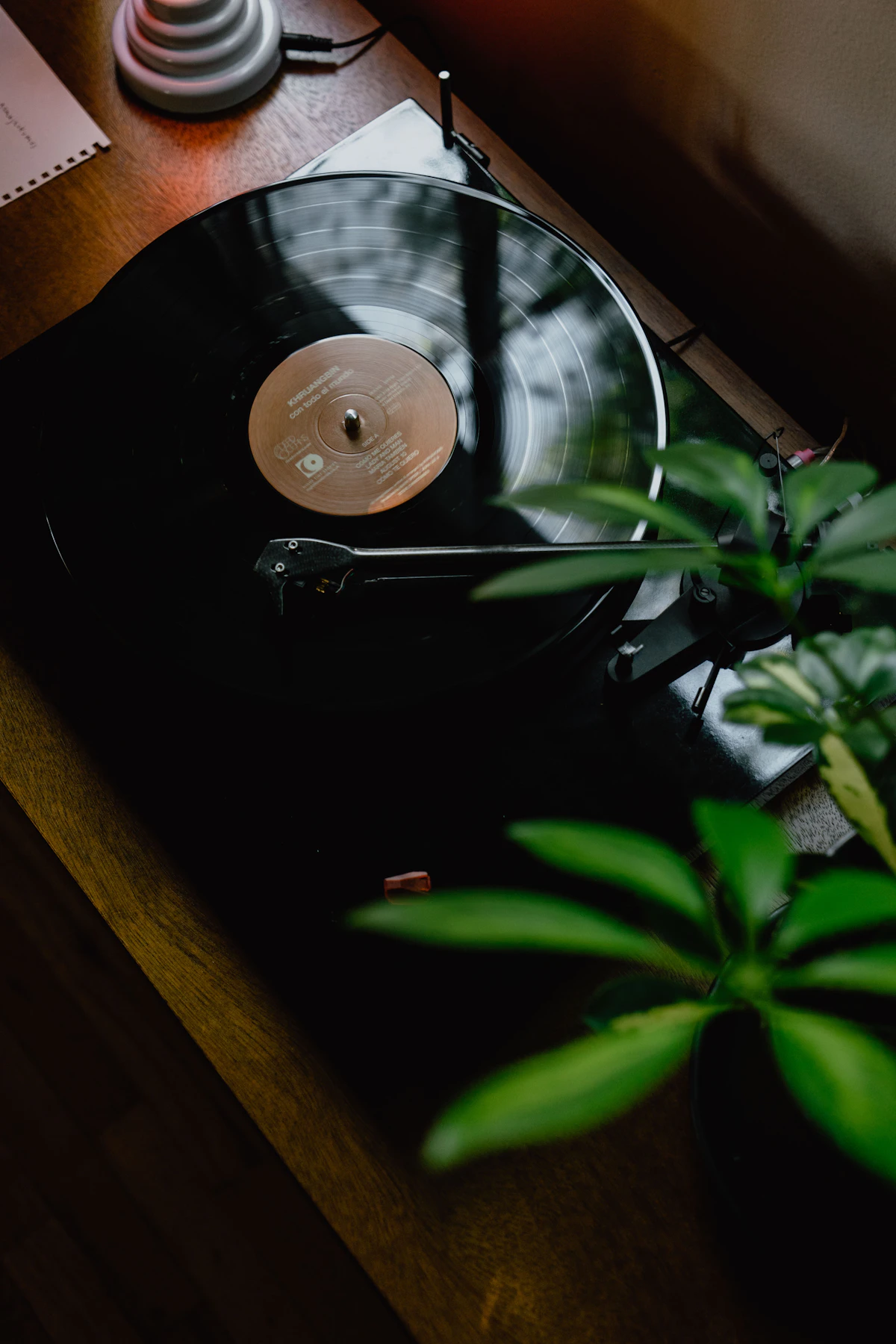 Turntable playing a vinyl record