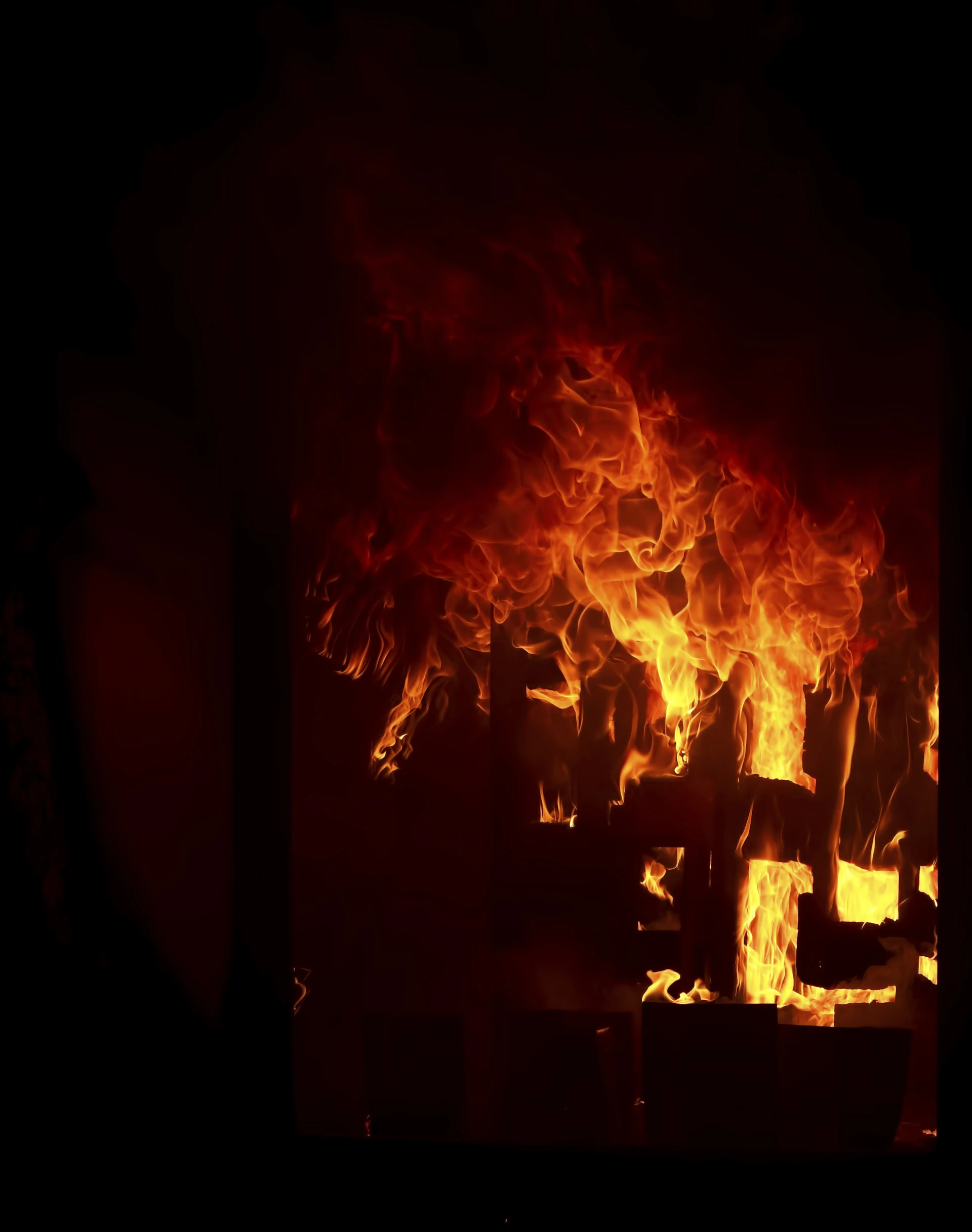 Pine flames inside a salt kiln