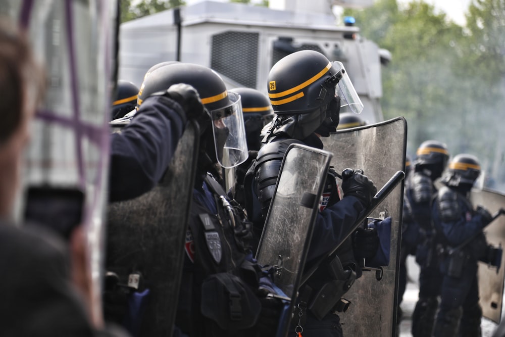 police wearing armors