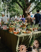 people beside assorted plants on table