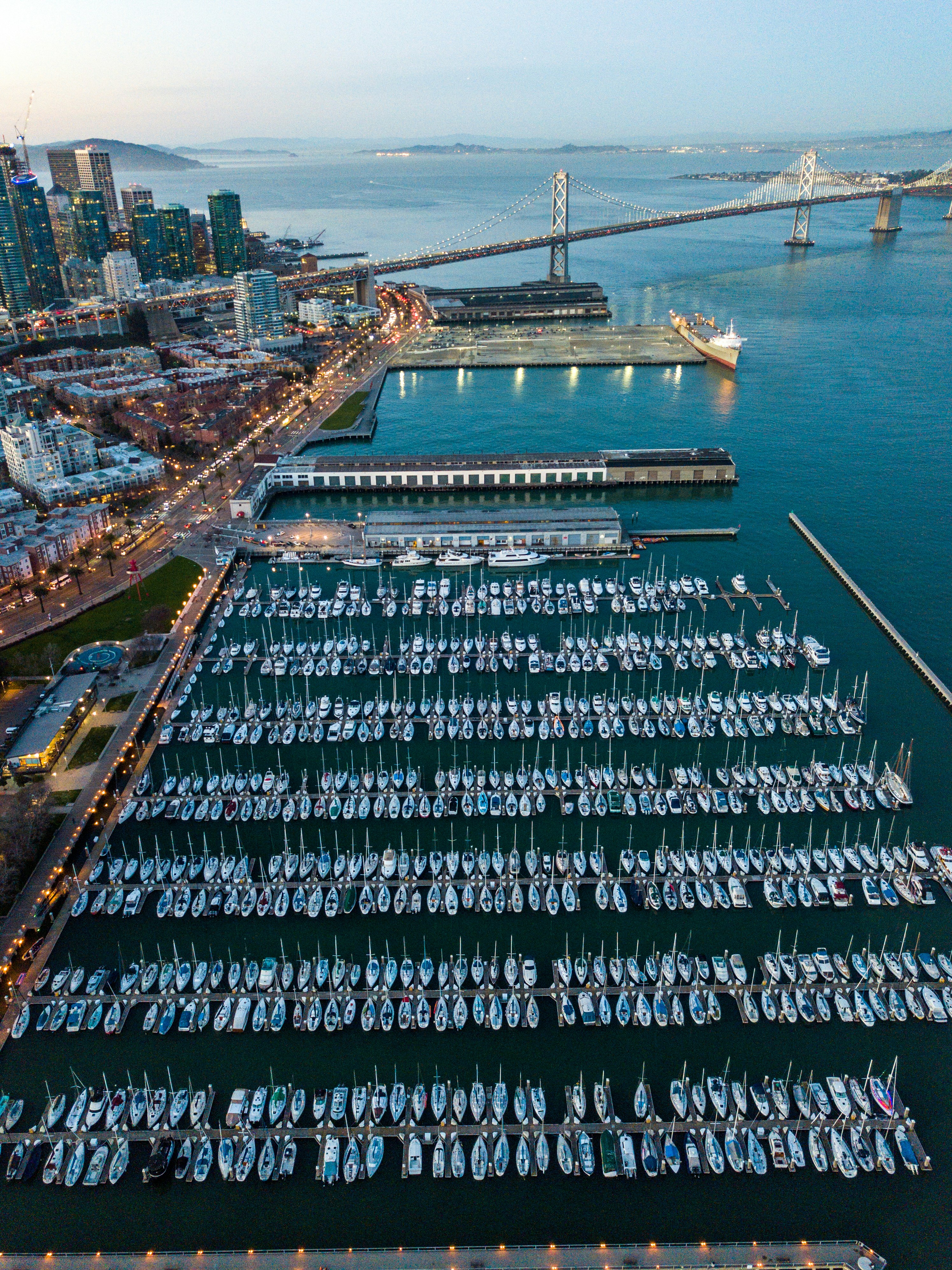 Sail boats parked near the Bay Bridge in San Francisco. Taken with a DJI mavic when i was visiting a couple of months ago.