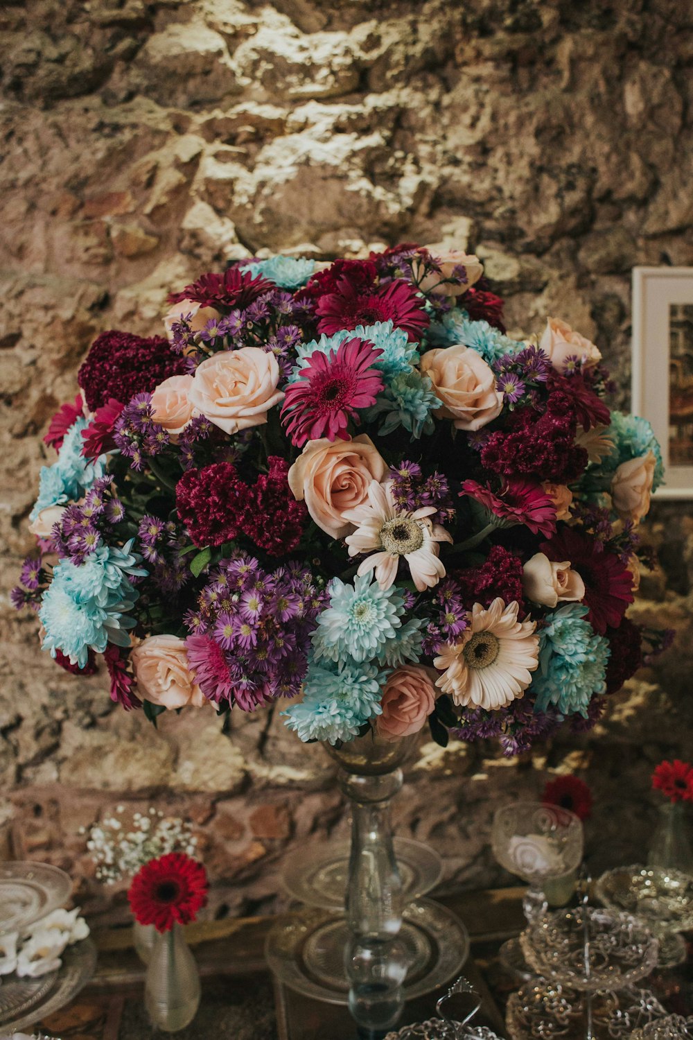 multicolored bouquet flowers