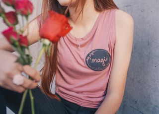 woman holding roses