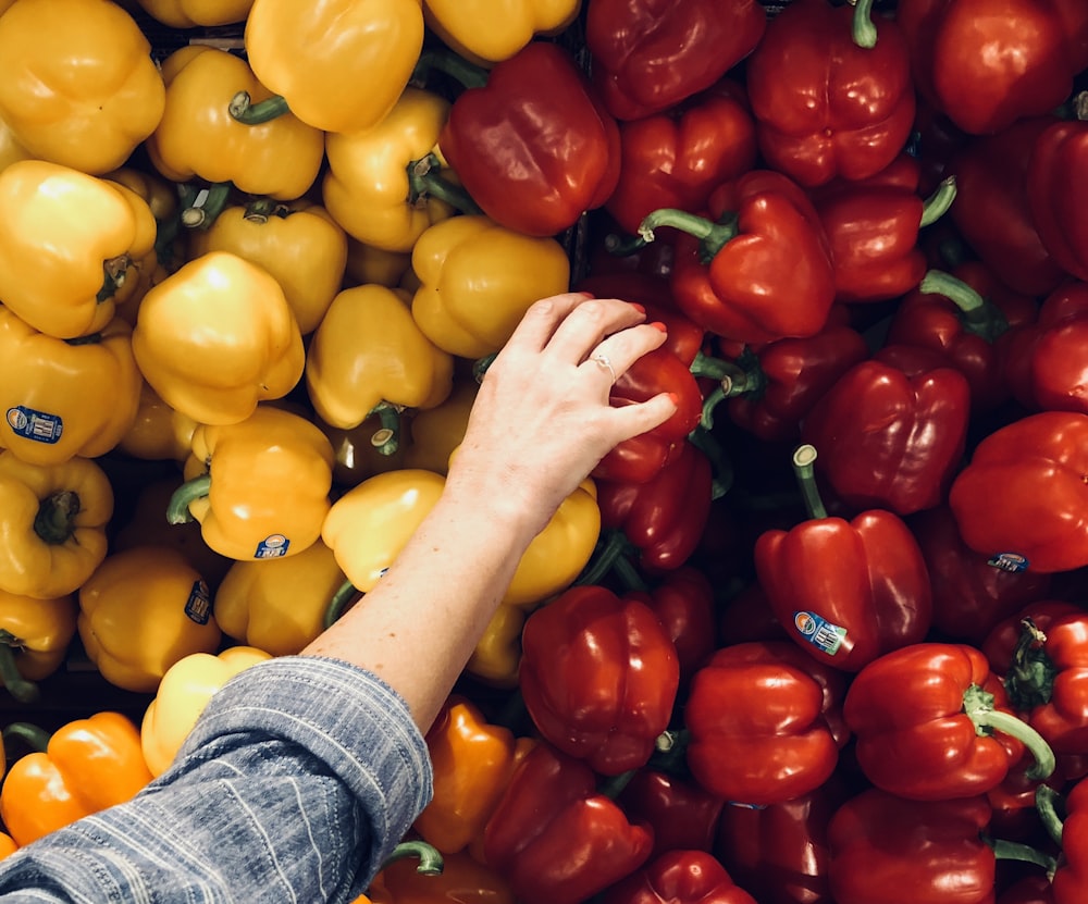 Person, die Paprika in der Hand hält