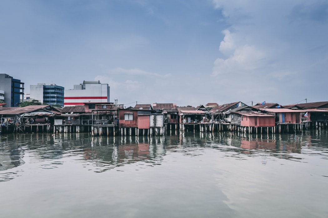 Famous stilit houses resting on top of the sea in Malaysia