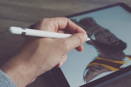 person using Android tablet
