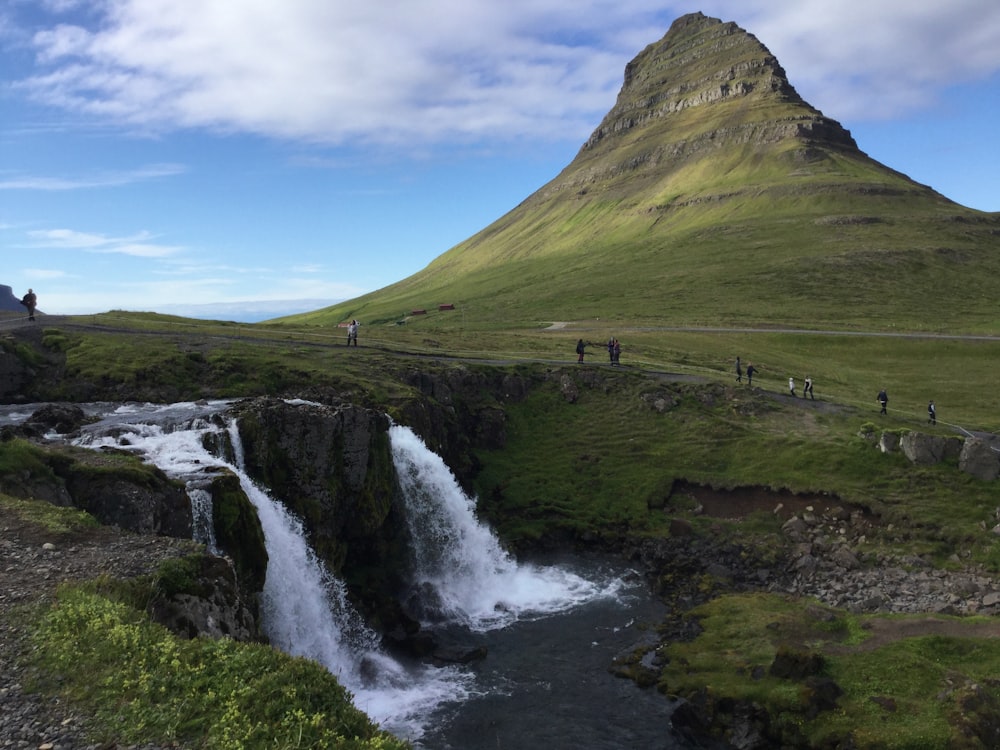 people walking on mountain