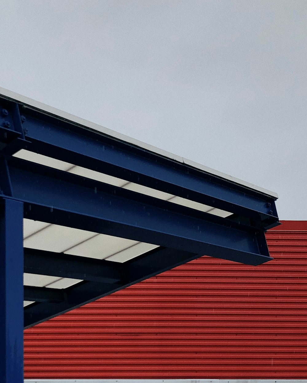 blue and white metal roof