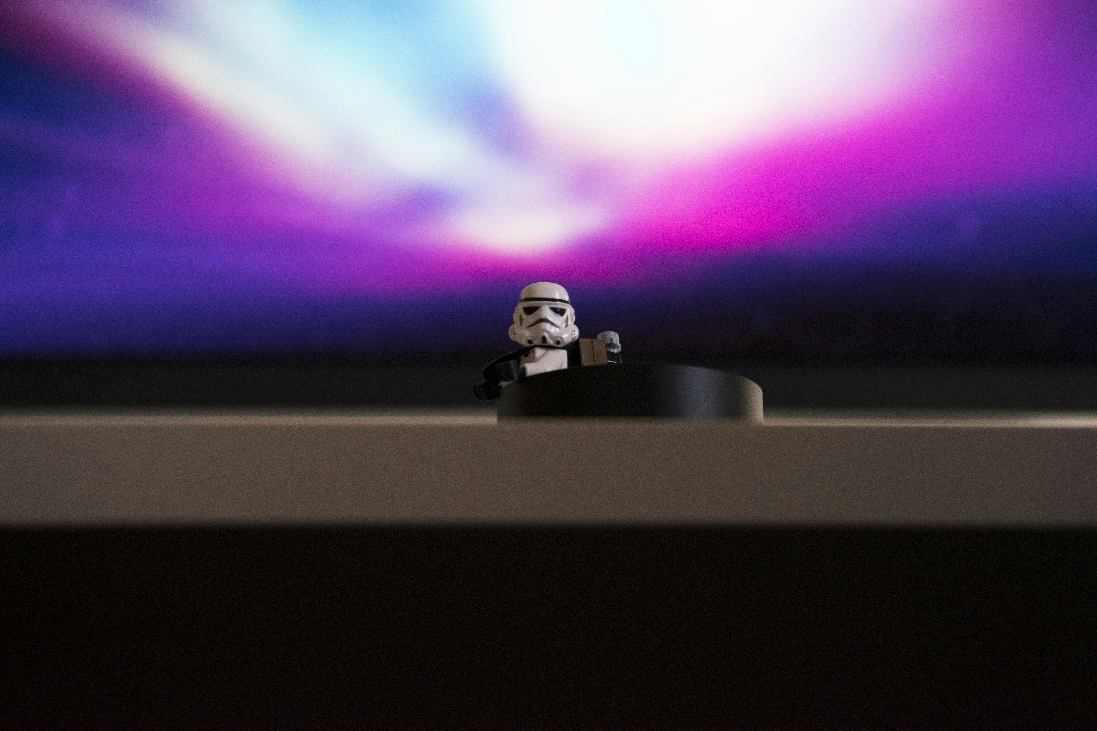 Star Wars Stormtrooper Mini Fig On Desk Photo Free Person Image