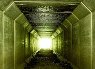 green painted wall tunnel