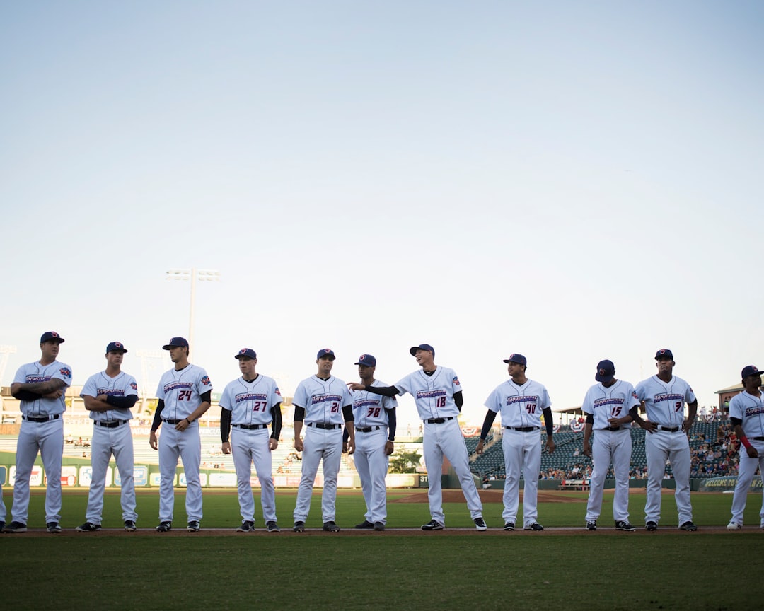 lined baseball players on field, Jumbos