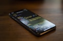 turned on black Android smartphone