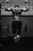 grayscale photo of man working out