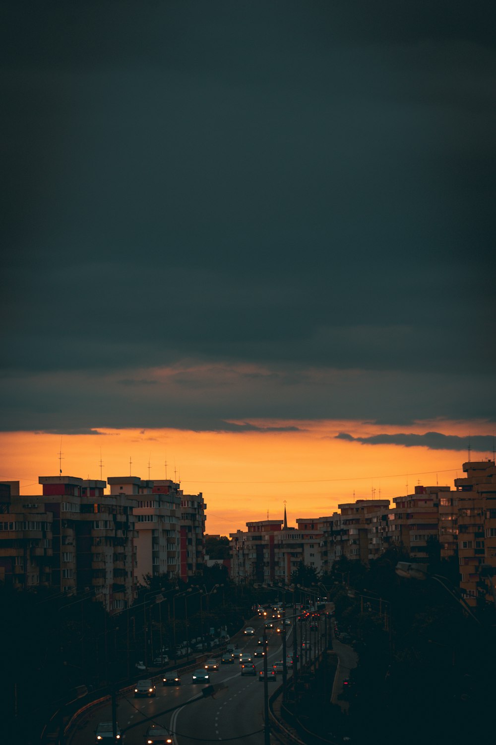 silhouette of high-rise buildings