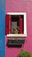 A vibrant exterior wall painted with weather-resistant paint in bright colors