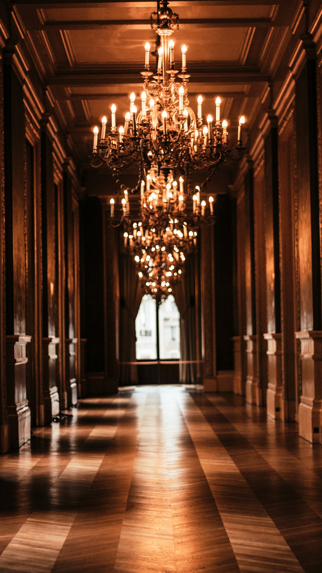  lightened chandelier inside the hall chandelier