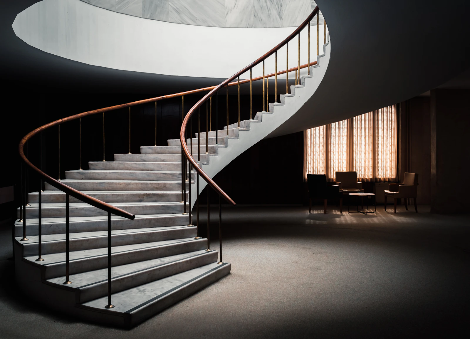 Close up photo of spiral staircase