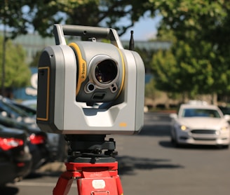 macro shot of gray and yellow surveyor